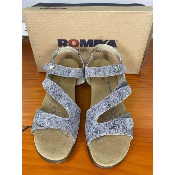 Romika Taupe Nevis 07 Leather Wedge Sandals Size 41/10 Cushioned Sole - Picture 1 of 11